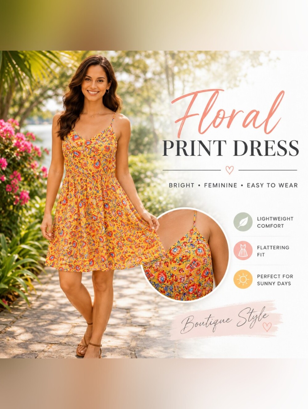Yellow Floral Sundress ☀️ Boutique Summer‎ Dress